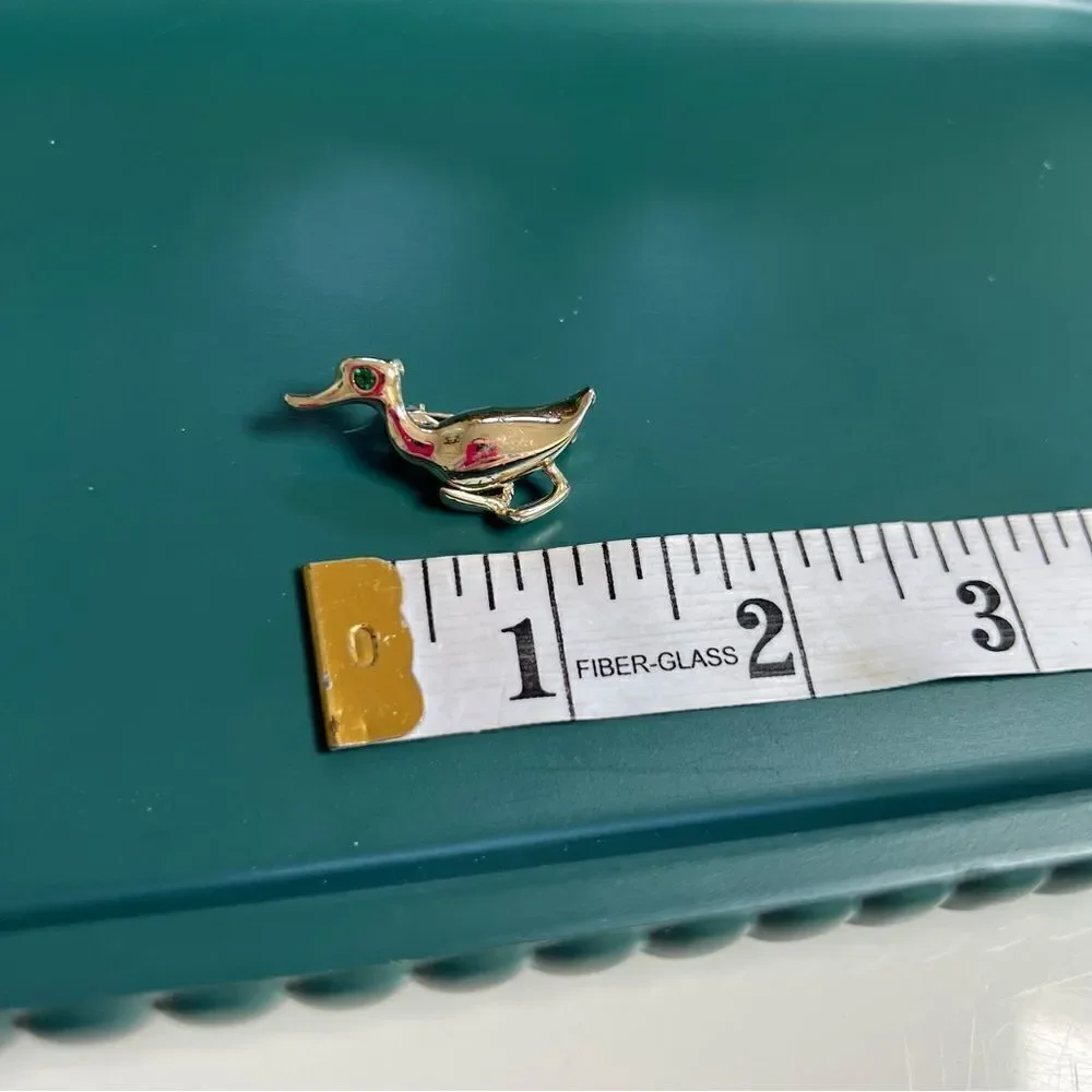 Vintage 3 Piece 1980s Gold Duck Loon Leaf Brooch Pin Lot